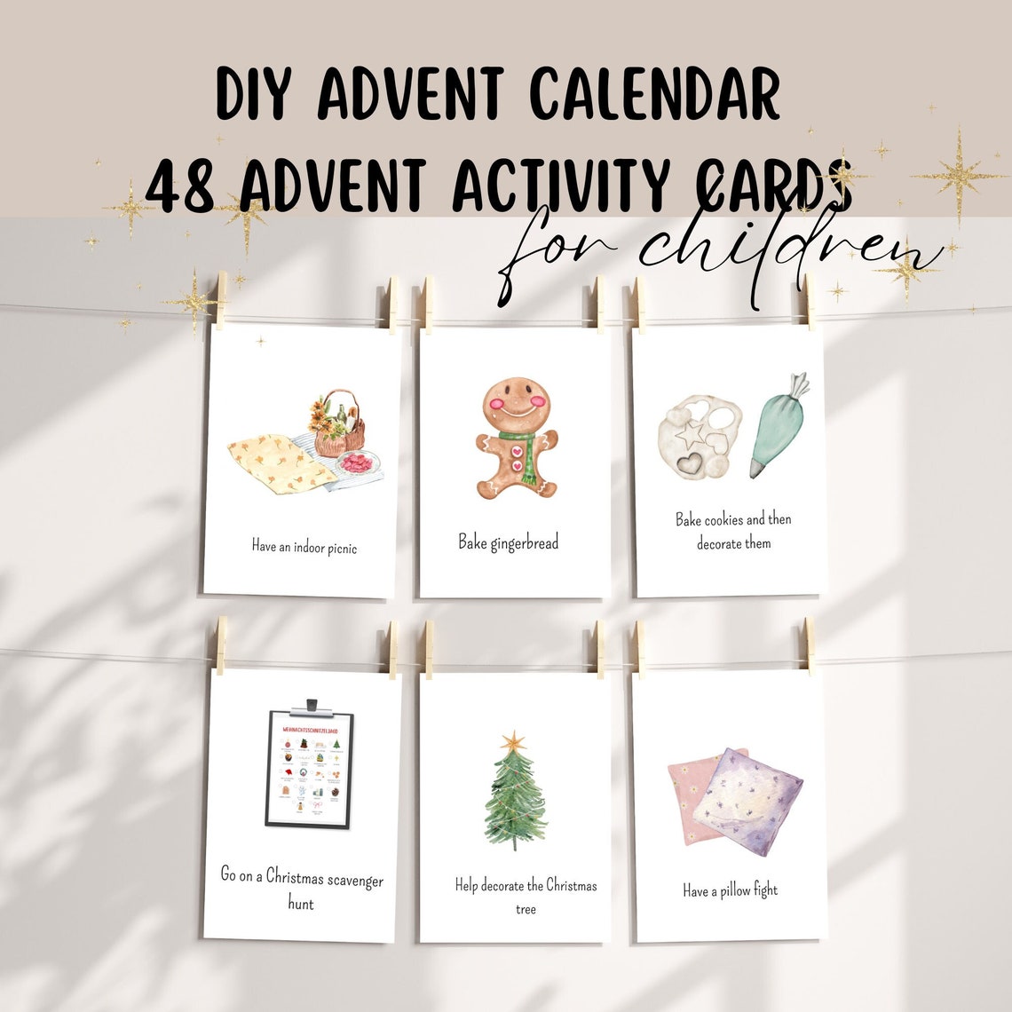 Printable Advent Activity Cards for Kids, Printable Advent Calendar Kids, Instant Download