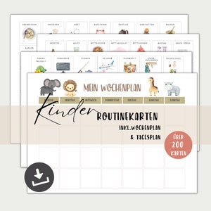 Routinekarten Kinder digital, Wochenplan Tagesplan Kinder Montessori A4 + A3  , PDF sofort Download
