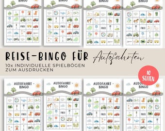 Reisespiel für Autofahrten Bingo, Autofahrtspiele Kinder Reisespiele, Beschäftigung im Auto, PDF Druckvorlage