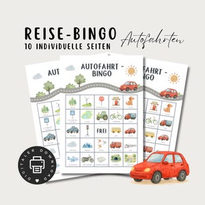 Travel game for car rides Bingo, car ride games for children, activities in the car, PDF printable template