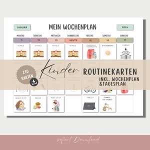 Routinekarten Kinder, Wochenplan, Tagesroutine Kinder Montessori A4 + A3  , Routinenkarten zum ausdrucken, PDF sofort Download