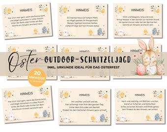 Búsqueda del tesoro de Pascua (PDF imprimible), juego de cartas de búsqueda de huevos de Pascua, juego de Pascua para el jardín, descarga digital