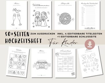 Wedding coloring book for children, coloring books wedding activity coloring book guest gift, PDF digital download, editable cover page