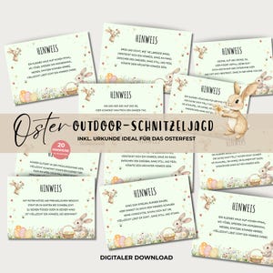 Ostern Schnitzeljagd Outdoor Osterschatzsuche Garten für Kinder inkl. Urkunde, Osterfest Spielidee zum Ausdrucken, digitaler Download