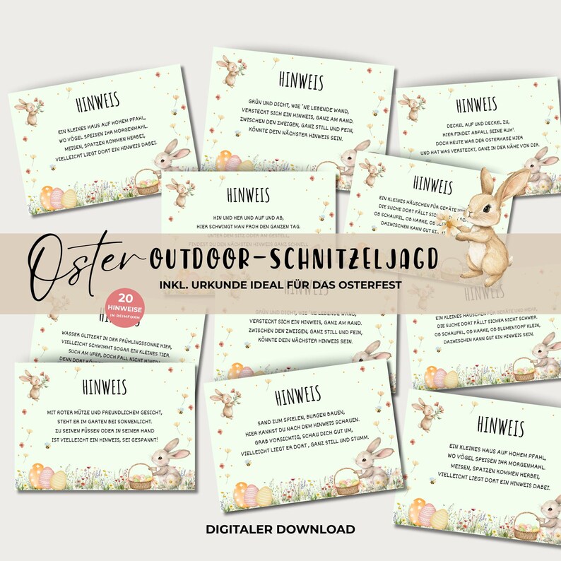 Búsqueda del tesoro de Pascua al aire libre en el jardín para niños, incluye certificado, idea de juego de Pascua para imprimir y descarga digital. imagen 1