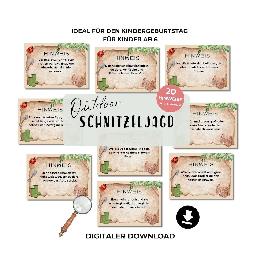 Outdoor Schnitzeljagd Kinder Schatzsuche Garten Schnitzeljagd Garten