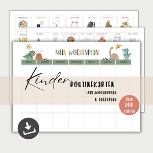 Routinekarten Kinder digital, Wochenplan Tagesplan Kinder Montessori A4 + A3  , PDF sofort Download