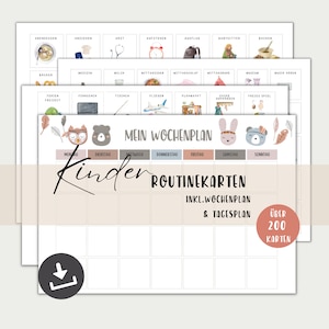 Routinekarten Kinder digital, Wochenplan Tagesplan Kinder Montessori A4 + A3  , PDF sofort Download