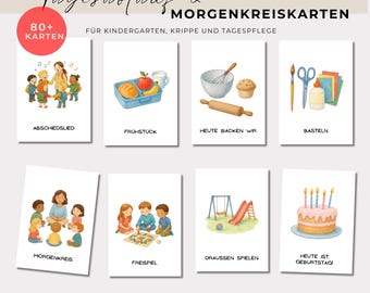 Daily routine picture cards for daycare/kindergarten/nursery Morning circle learning cards for printing in A6 & A5, create daily structure as PDF