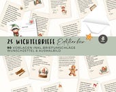Wichtelbriefe mit 25 Wichtelgeschichten zum Ausdrucken, Wichtelzubehör Weihnachten, Editierbare Wichtel Post, Weihnachtswichtel Set Download