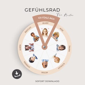 Feeling Wheel Kids, Montessori Feeling Clock Kids Aquarel, Leergevoelens, Emotiewiel voor kinderen, Emoties begrijpen, Digitale Download