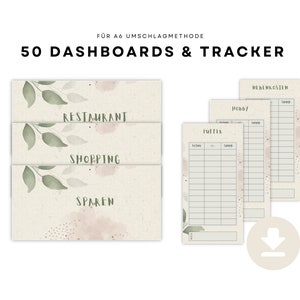 50 dashboards/cover sheets + matching budget tracker for A6 binder household book, cover method I PDF download, financial planner