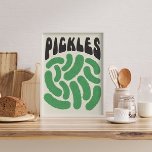 PICKLES Print, Retro Trendy Wall Art, Vintage Wall Art, Kitchen art, Food Illustration, Funky Wall Print, DIGITAL DOWNLOAD