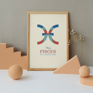 Pisces Zodiac Poster, Wall Art Star Sign Instant Download Print, Zodiac Art Printable, Spiritual Wall Art, DIGITAL DOWNLOAD