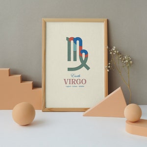 Virgo Zodiac Poster, Wall Print, Retro Wall Decor, Digital Download Print, Large Printable Art, Virgo Downloadable Prints