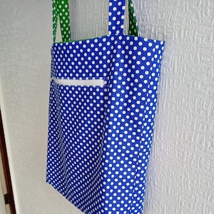 Bolso Tote Reversible, Bolso Vegano, Bolso Tote con Cremallera, Bolso de Lunares, Bolso de Playa, Bolso Azul, Bolso Verde, Bolsa de Algodón, Regalo Vegano