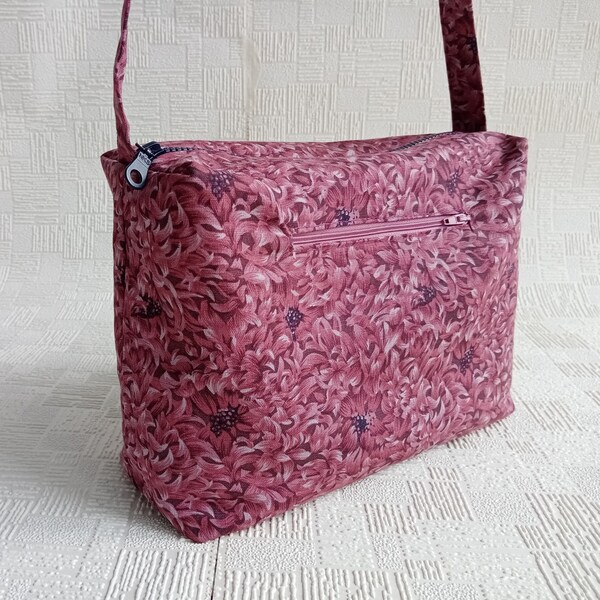 Bolso de hombro vegano, bolso bandolera vegano, bolso rosa, bolso vegano, bolso vegano, bolso de tela, bolso con cremallera, bolso carmesí, regalo vegano