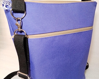 Purple Canvas Crossbody Bag: Water Resistant Vegan Shoulder Bag