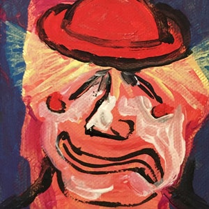 Bojo the Clown Takes Over the Circus - Original Acrylic Painting by Alex Singleton