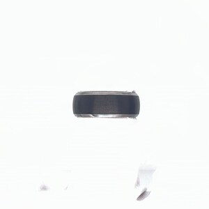 Tungsten Wedding Band with Silver Beveled Edge