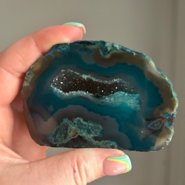 Green Agate Geode, Teal Agate Geode, Dyed Agate Geode, Dyed Teal Agate, Dyed Agate, Druzy Agate