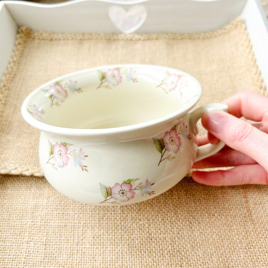 Heron Cross Pottery Floral Chamber Pot Vintage Home Decor Gift for Her