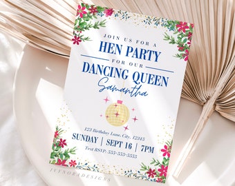 Dancing Queen Hen Party Uitnodiging Bewerkbare Download Griekenland Disco Bachelorette Party Mia Mamma Uitnodigen Bruidsdouche Uitnodiging Digitale Evite
