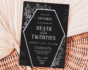 Editable Gothic Death to My 20s Birthday Invitation Template Funeral to My Youth Birthday Invitation Thirtieth Birthday Invite Digital PS36