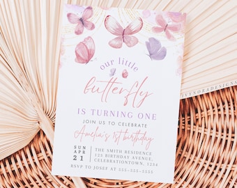 Butterfly Birthday Invitation Template First Birthday Invite Our Little Butterfly Birthday Girl Birthday Party Invitation 1st Birthday PS82