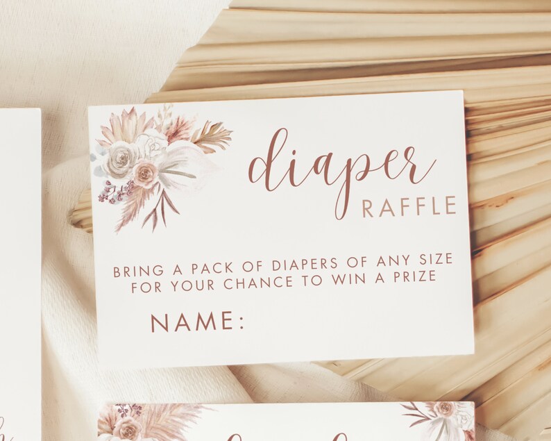 Editable Boho Baby Shower Invitation Template Set Pink Pampas Grass Girl Baby Shower Bundle Baby Shower Invite Beige Boho Shower PS90 image 3
