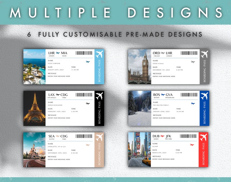 EDITABLE Boarding Pass Template, Canva Template, Printable Airline ...
