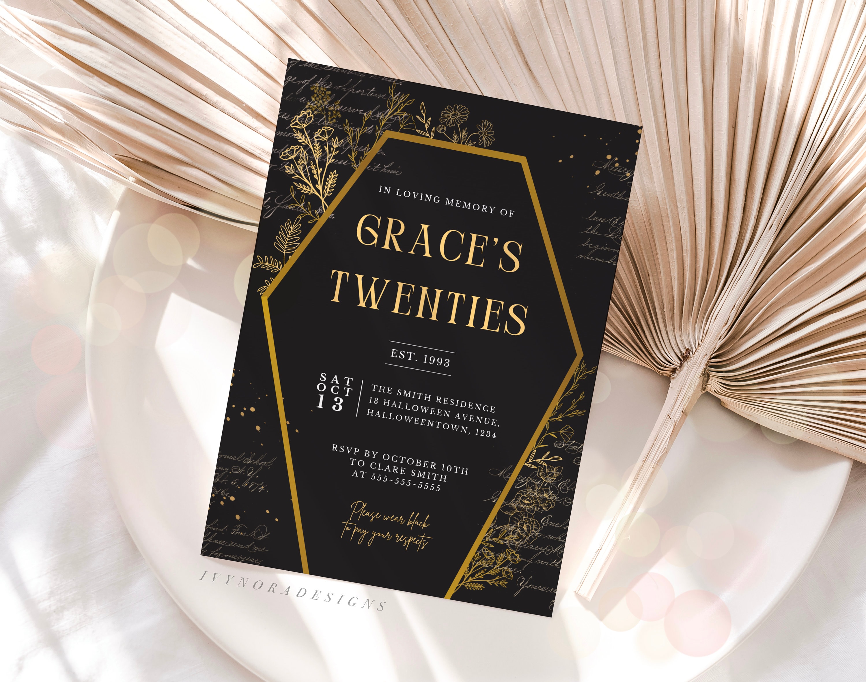 Gothic Death to My Twenties 30th Birthday Party Invitation Template