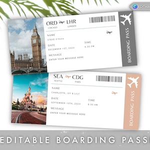 EDITABLE Boarding Pass Template, Canva Template, Printable Airline Ticket, Boarding Pass Surprise Trip, Fake Plane Ticket, Digital Download