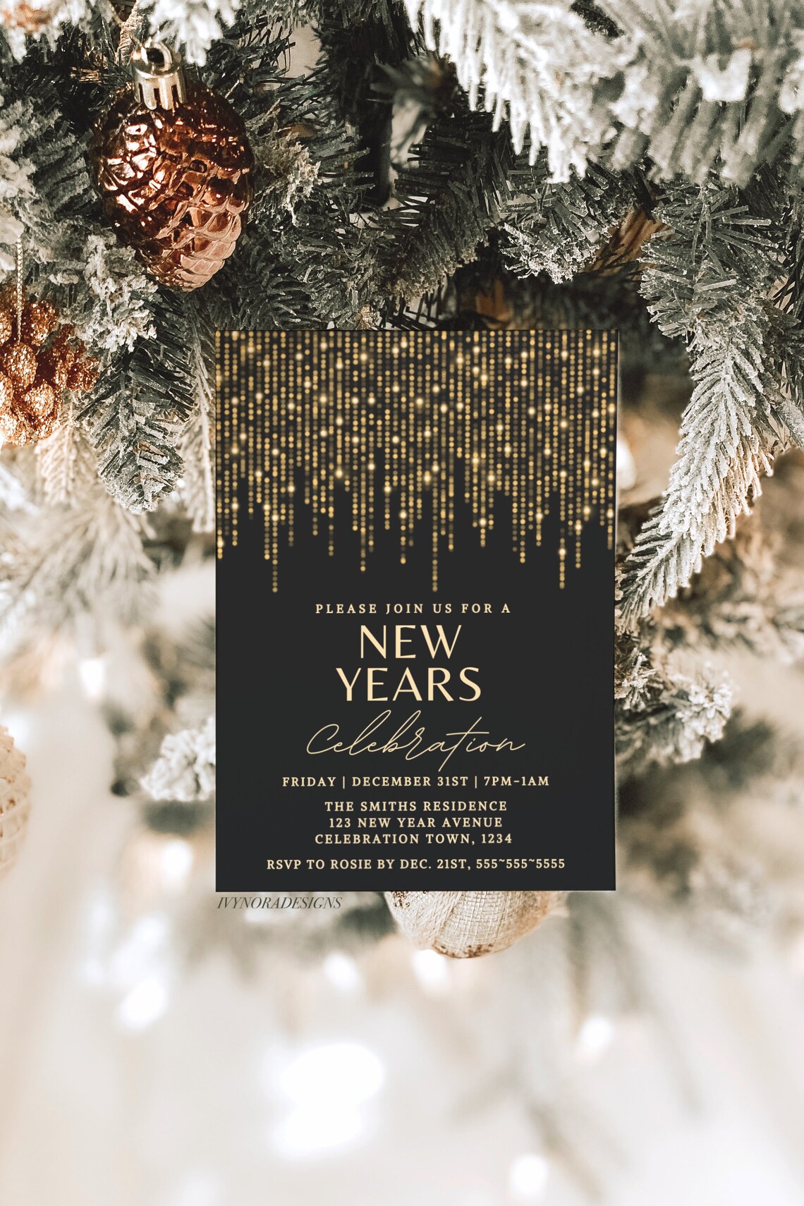 New Years Eve Invitation Template New Year Party Editable Invite Canva ...