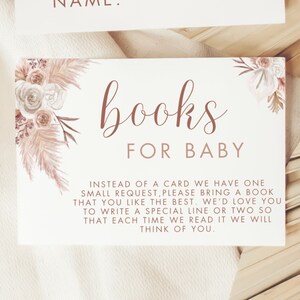 Editable Boho Baby Shower Invitation Template Set Pink Pampas Grass Girl Baby Shower Bundle Baby Shower Invite Beige Boho Shower PS90 image 4
