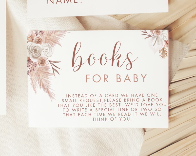 Editable Boho Baby Shower Invitation Template Set Pink Pampas Grass Girl Baby Shower Bundle Baby Shower Invite Beige Boho Shower PS90 image 4