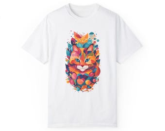 Colorful Cat Illustration Unisex T-Shirt - Vibrant & Playful Design