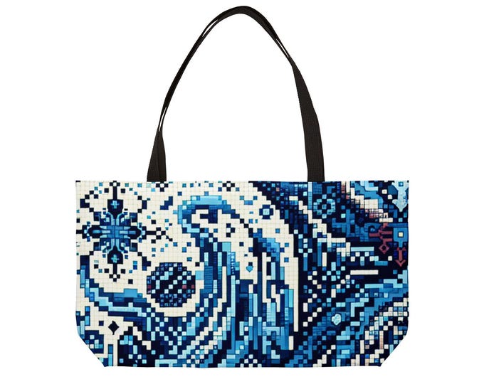 Blue Abstract Art Weekender Tote Bag, Beach Bag - Large Shoulder Bag for Travel, Reusable Shopping Bag, Stylish Weekend Tote, Summer Tote,
