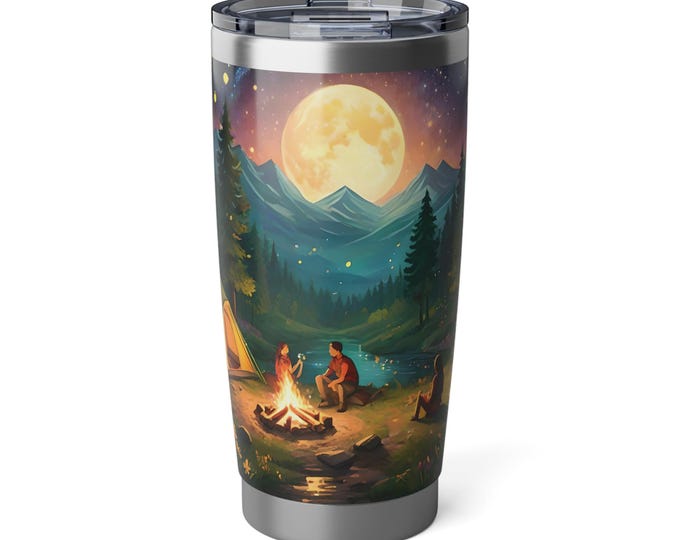 Vagabond Adventure Tumbler - 20oz Camping Scene with Moonlight