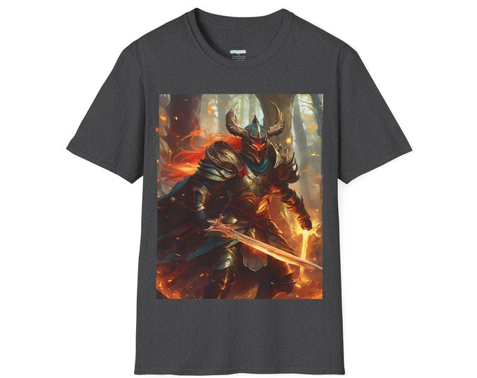 Fantasy Knight Unisex Softstyle T-Shirt, Gamer Shirt, Anime Apparel, Gift for Cosplayers, Birthday Gift, Stylish Tee