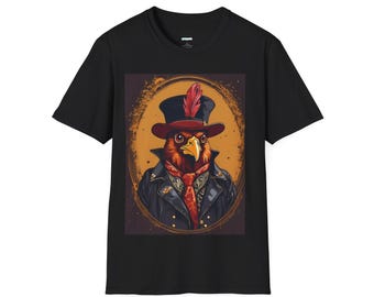 Unique Steampunk Rooster Graphic Tee for Edgy Style