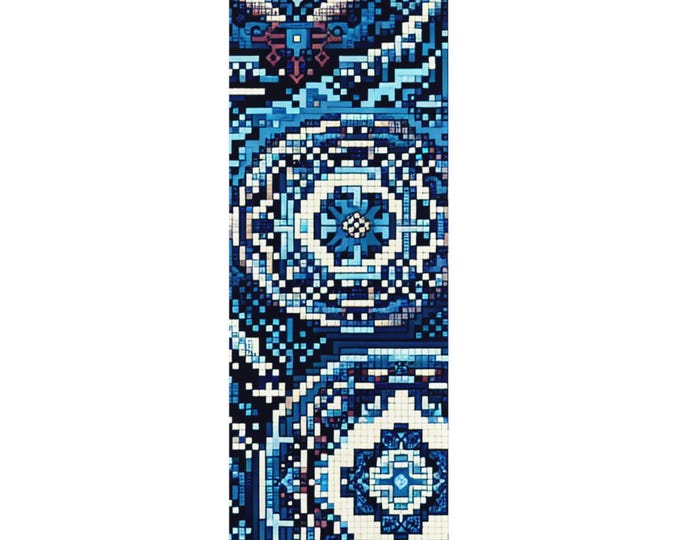 Artistic Blue Yoga Mat, Eco-Friendly Fitness Mat, Non-Slip Exercise Mat for Home, Meditation, Gift for Yogis, Yoga Accessories