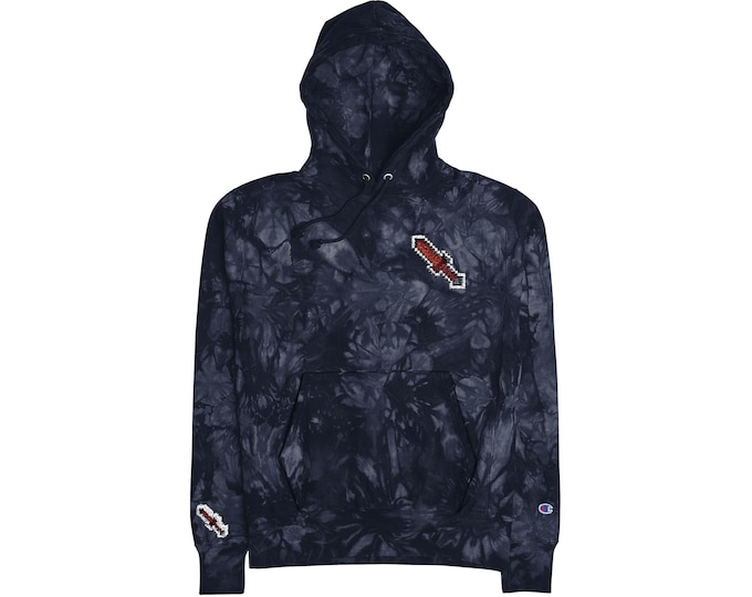 Tie-Dye Hoodie with Pixel Sword Embroidery