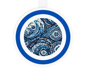 Artistic Wireless Charging Pad, Decorative Phone Charger, Unique Tech Accessory, Home Office Gift, Blue Wave Design, Modern Electronics