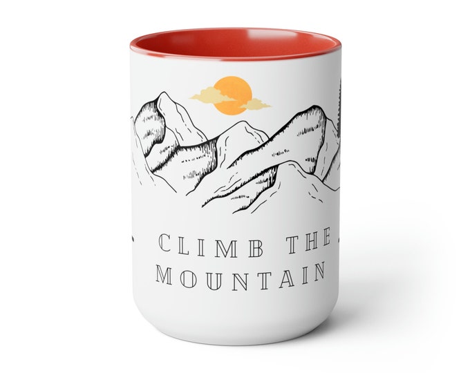 Climb the mountain Two-Tone Coffee Mugs, 15oz