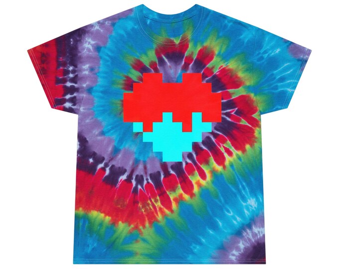 Tie-Dye Tee, Pixel Art Design, Retro Style, Jesse Pixel Art Collection, fun & joyful, Spiral Tee, Colorful Shirt, Unique Gift, Hippie Shirt,