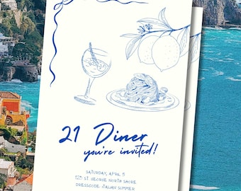 Plantilla de invitación editable de Canva / Invitación minimalista imprimible para eventos / 21 cenas, bodas, brunchs y baby showers / Descarga instantánea DIY