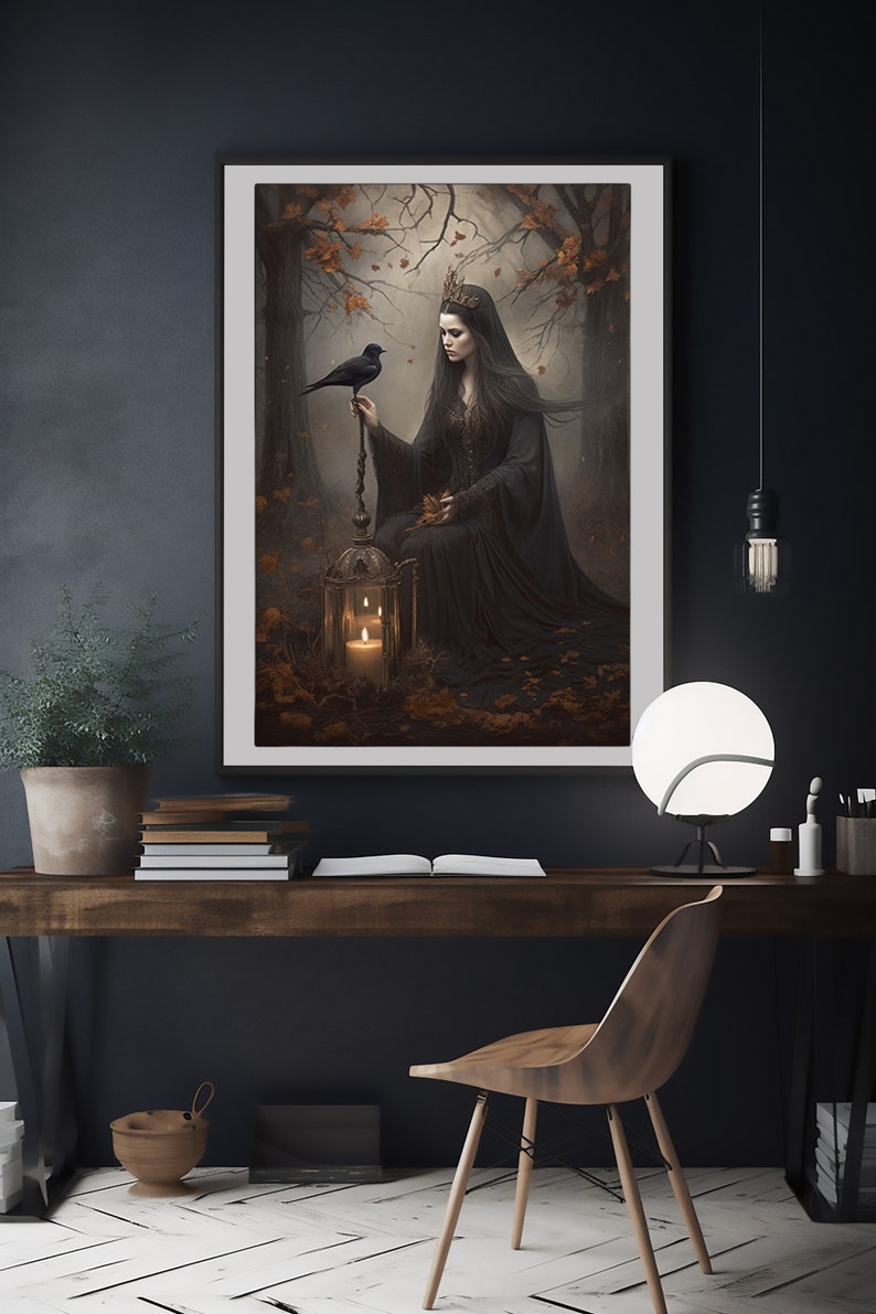 Vintage Gothic Witch and Crow Featuring a Timeless and - Etsy