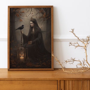 Vintage Gothic Witch and Crow Featuring a Timeless and Mysterious ...