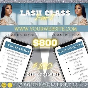 Class Flyer Canva Template | MUA Lash Hairstylist Nail Tech ClassFlyer
